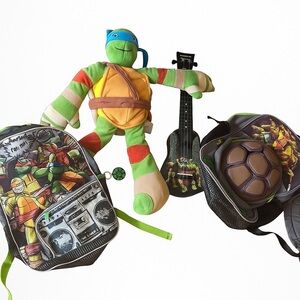 Teenage Mutant Ninja Turtles Backpack Set Ukelele Leonardo Stuffy Toys Vintage